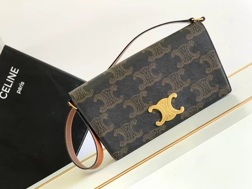 Celine Triomphe Original Large Shoulder Bag Authentic Canvas Luxury