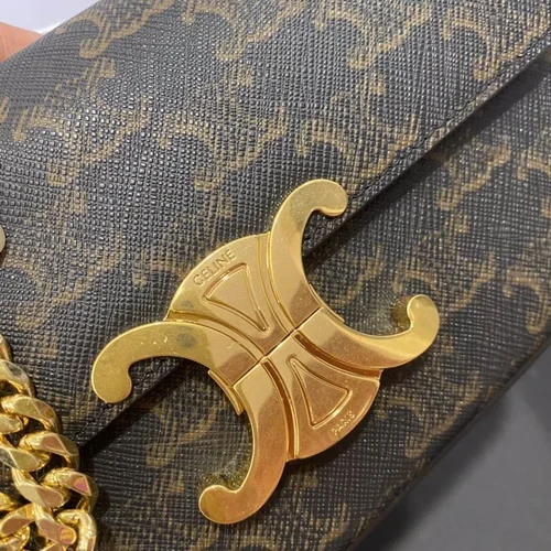 Celine Triomphe Original Large Shoulder Bag Authentic Canvas Luxury