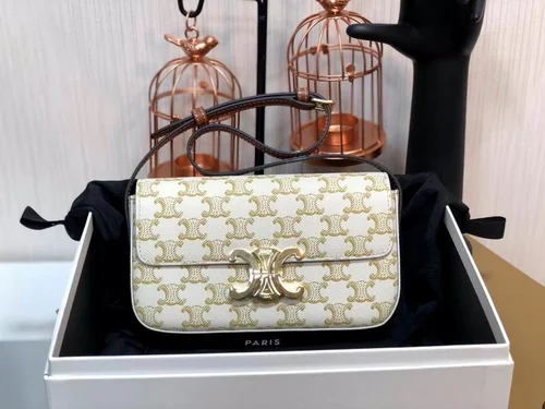 Celine Triomphe Original Large Shoulder Bag Authentic Canvas Luxury