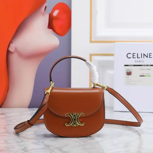 11 Celine Triomphe Saddle Bag Small Women Luxury Canvas Leather