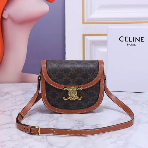 11 Celine Triomphe Saddle Bag Small Women Luxury Canvas Leather