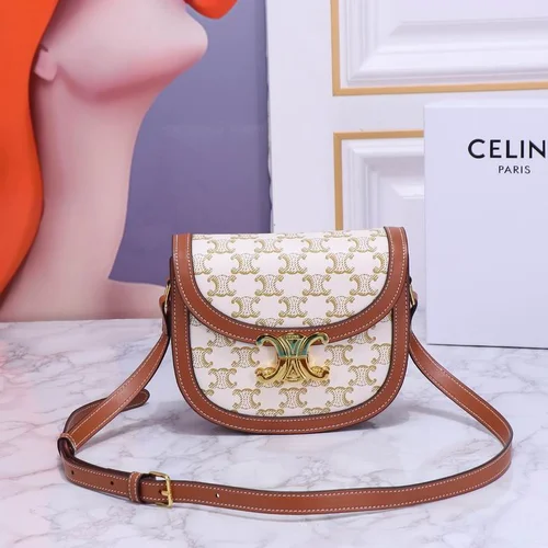 11 Celine Triomphe Saddle Bag Small Women Luxury Canvas Leather