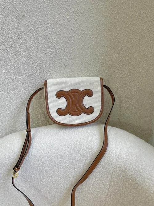 11 Celine Triomphe Saddle Bag Small Women Luxury Canvas Leather
