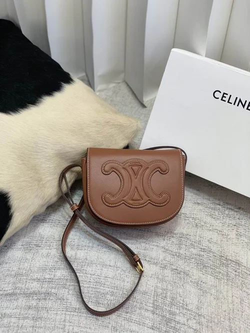 11 Celine Triomphe Saddle Bag Small Women Luxury Canvas Leather