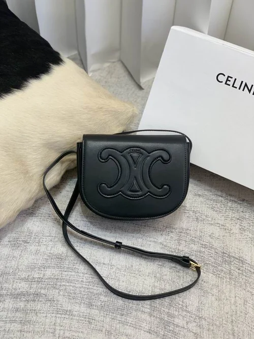 11 Celine Triomphe Saddle Bag Small Women Luxury Canvas Leather