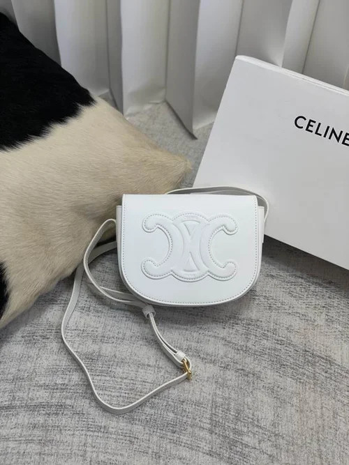 11 Celine Triomphe Saddle Bag Small Women Luxury Canvas Leather