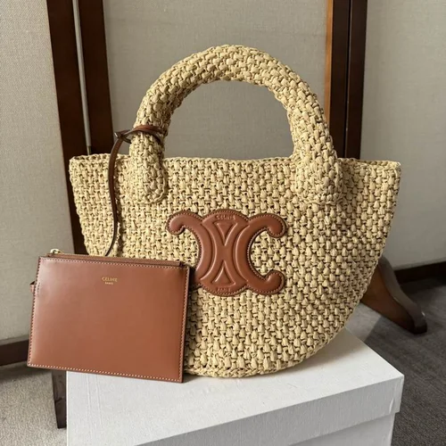 Celine Triomphe Basket Bag Small Woven Women Luxury Designer