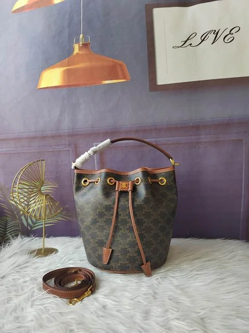 11 Celine Cuir Triomphe Bucket Bag Medium Women Luxury Canvas