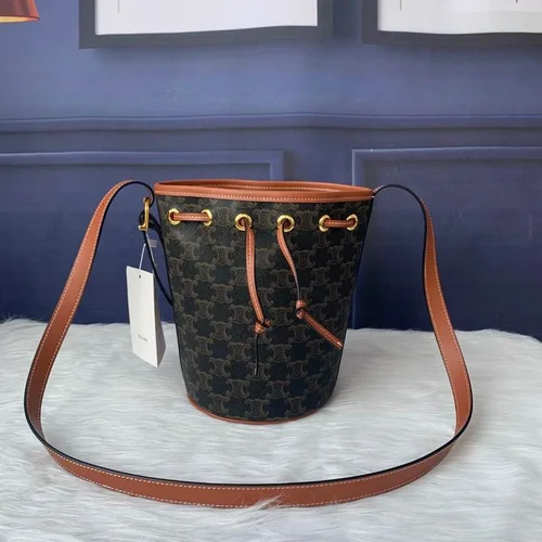 11 Celine Cuir Triomphe Bucket Bag Medium Women Luxury Canvas
