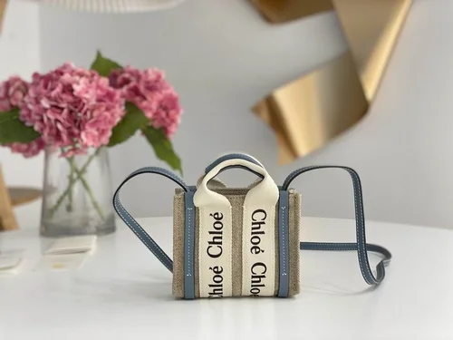 Chloe Woody Medium Tote Bag Original Authentic Canvas Luxury