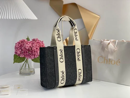 Chloe Woody Medium Tote Bag Original Authentic Canvas Luxury