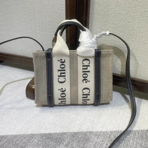 Chloe Woody Medium Tote Bag Original Authentic Canvas Luxury