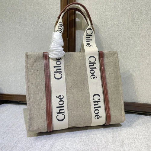 Chloe Woody Medium Tote Bag Original Authentic Canvas Luxury