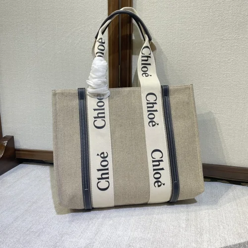 Chloe Woody Medium Tote Bag Original Authentic Canvas Luxury