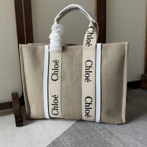 Chloe Woody Medium Tote Bag Original Authentic Canvas Luxury