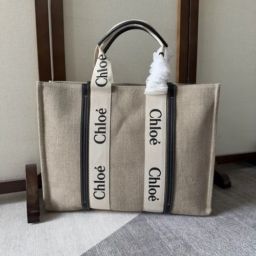 Chloe Woody Medium Tote Bag Original Authentic Canvas Luxury