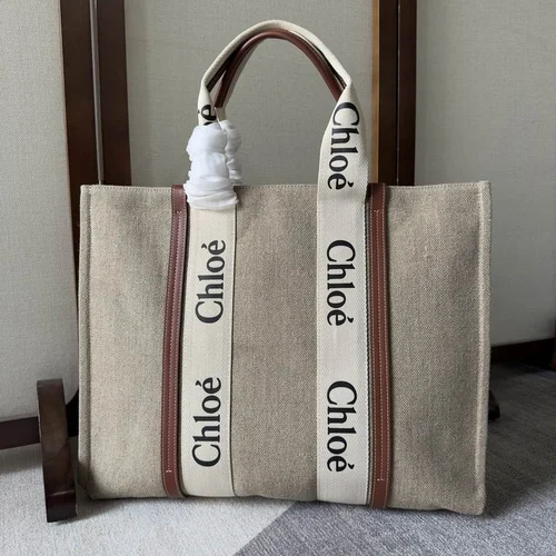 Chloe Woody Medium Tote Bag Original Authentic Canvas Luxury