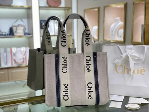 Chloe Woody Medium Tote Bag Original Authentic Canvas Luxury