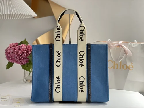 Chloe Woody Medium Tote Bag Original Authentic Canvas Luxury