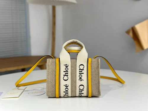 Chloe Woody Medium Tote Bag Original Authentic Canvas Luxury