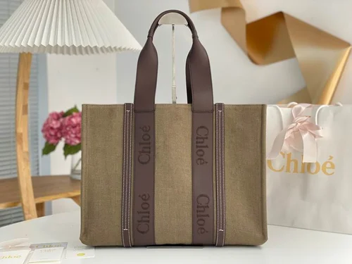 Chloe Woody Medium Tote Bag Original Authentic Canvas Luxury