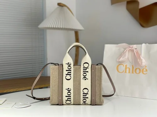 Chloe Woody Medium Tote Bag Original Authentic Canvas Luxury