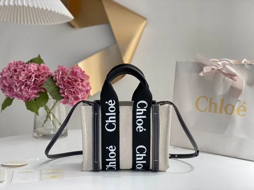 Chloe Woody Medium Tote Bag Original Authentic Canvas Luxury