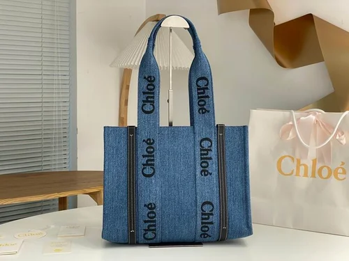 Chloe Woody Medium Tote Bag Original Authentic Canvas Luxury