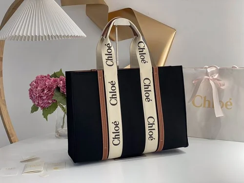 Chloe Woody Medium Tote Bag Original Authentic Canvas Luxury
