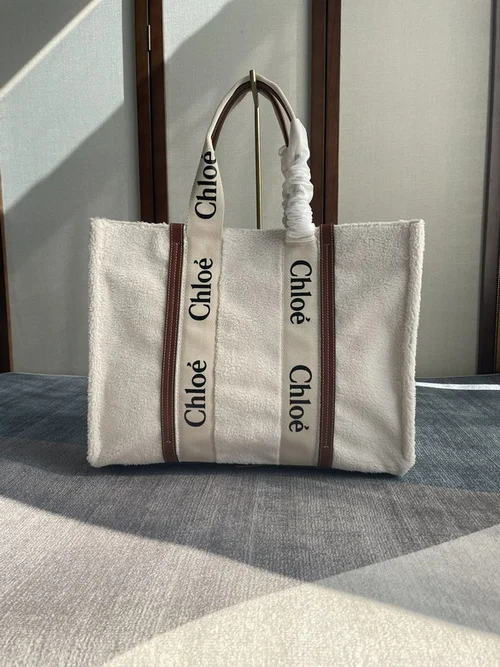 Chloe Woody Medium Tote Bag Original Authentic Canvas Luxury