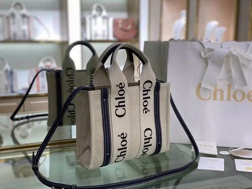 Chloe Woody Medium Tote Bag Original Authentic Canvas Luxury