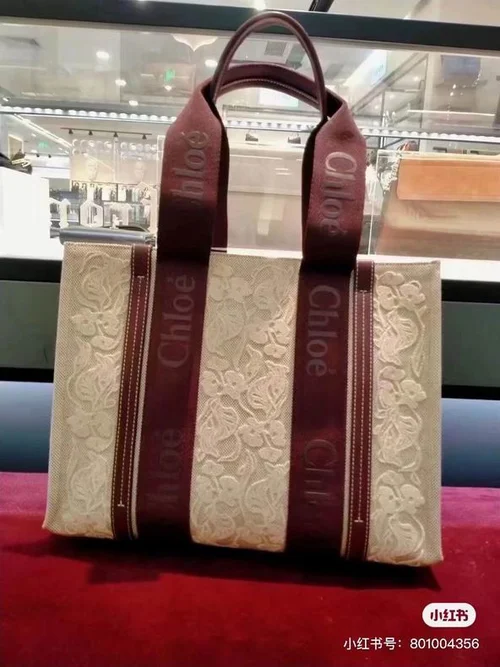 Chloe Woody Medium Tote Bag Original Authentic Canvas Luxury