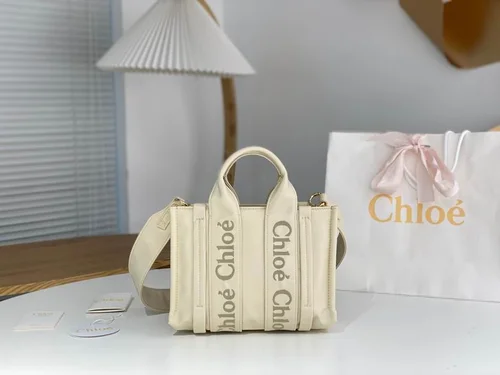 Chloe Woody Medium Tote Bag Original Authentic Canvas Luxury