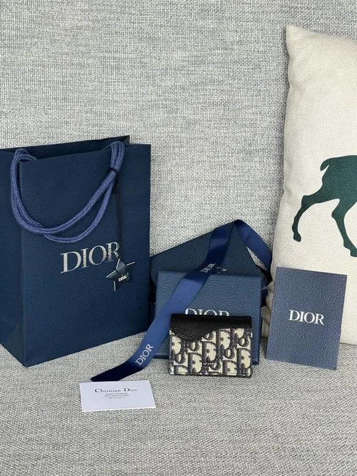 Dior Original Women's Wallet Authentic Oblique Canvas Luxury