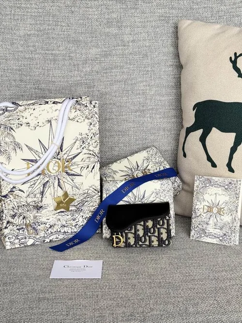 Dior Original Women's Wallet Authentic Oblique Canvas Luxury