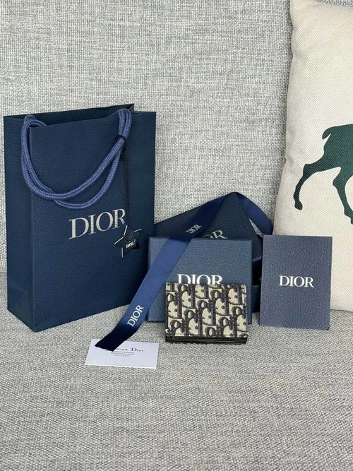 Dior Original Women's Wallet Authentic Oblique Canvas Luxury