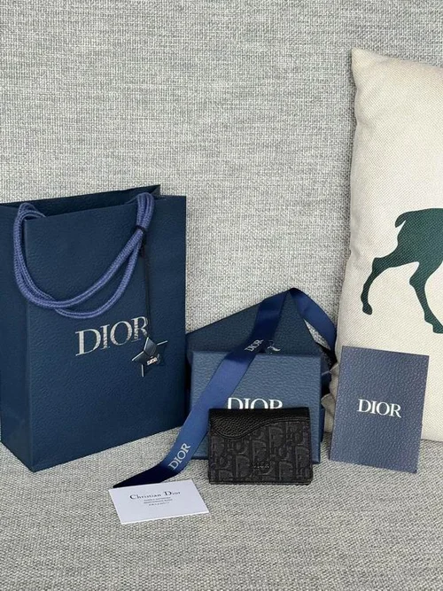 Dior Original Women's Wallet Authentic Oblique Canvas Luxury