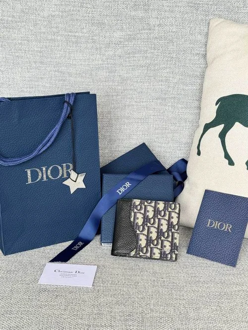 Dior Original Women's Wallet Authentic Oblique Canvas Luxury