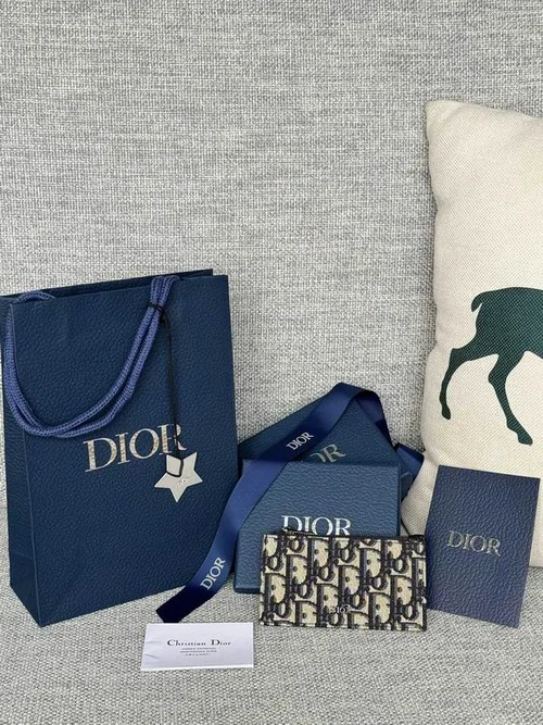 Dior Original Women's Wallet Authentic Oblique Canvas Luxury