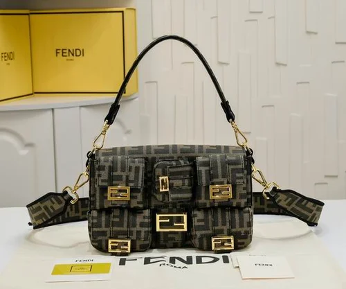 11 Fendi Baguette Medium Flap Bag Women Luxury FF Canvas