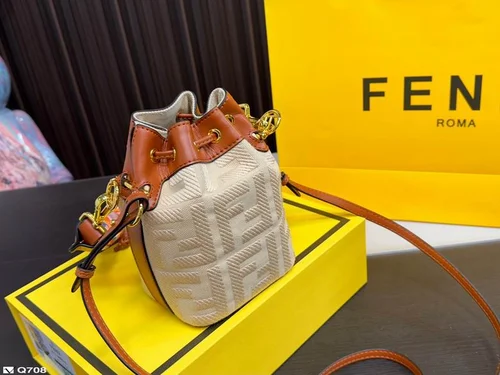 11 Fendi Bucket Bag Small Drawstring Women Luxury FF Canvas