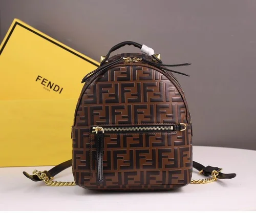 11 Fendi Backpack Large Women Men Luxury FF Logo Canvas
