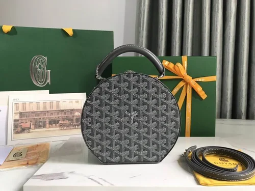 Goyard Original Round Box Vanity Authentic Coated Canvas