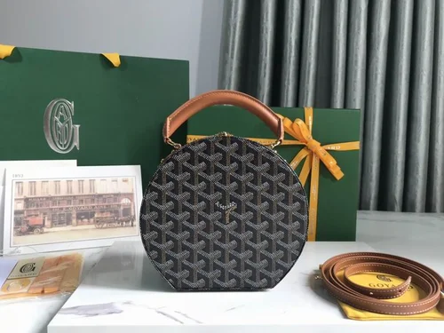 Goyard Original Round Box Vanity Authentic Coated Canvas