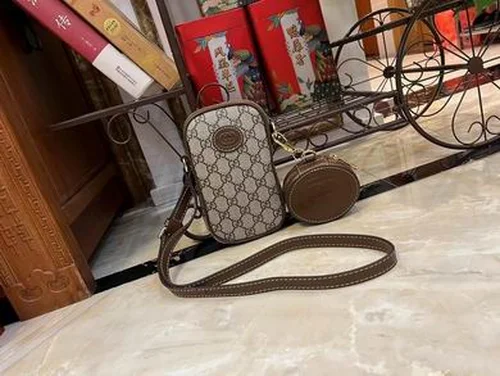 11 Gucci Original Cell Phone Bag Mini Authentic GG Canvas