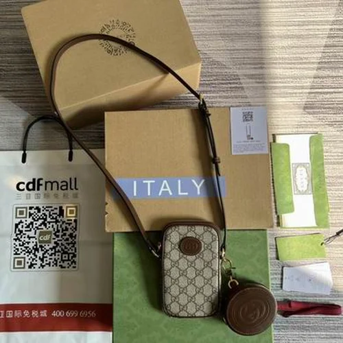 11 Gucci Original Cell Phone Bag Mini Authentic GG Canvas