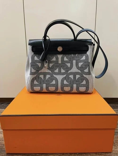 Hermes Original Herbag Zip Authentic Canvas Leather