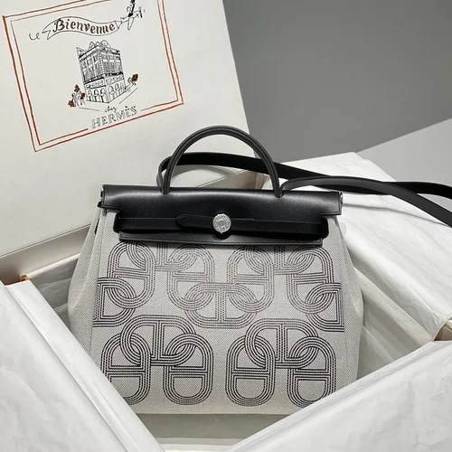 Hermes Original Herbag Zip Authentic Canvas Leather