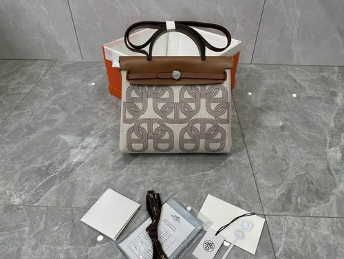 Hermes Original Herbag Zip Authentic Canvas Leather