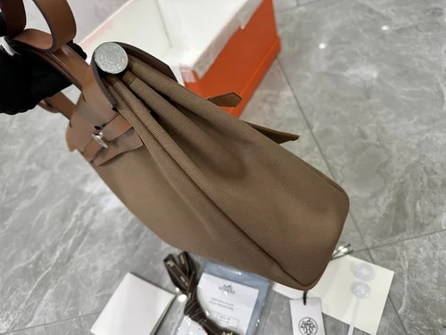 Hermes Original Herbag Zip Authentic Canvas Leather